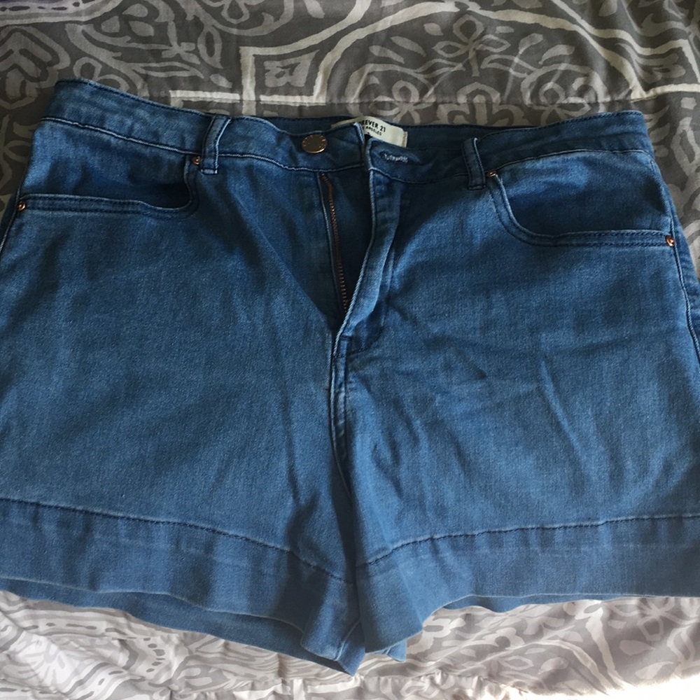 High waisted denim shorts